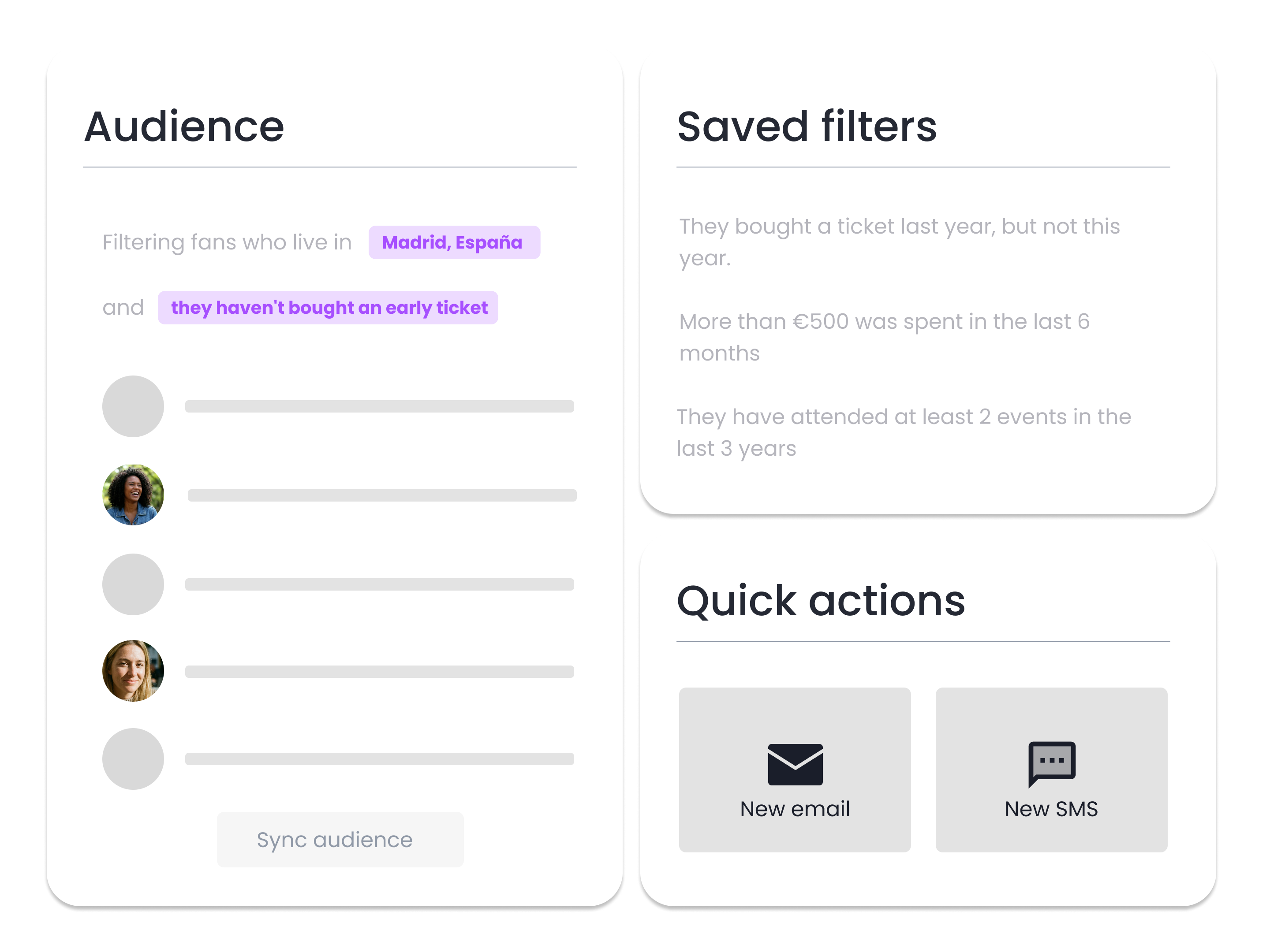 Say bye to wasted marketing budget - Remove guesswork from your marketing. Deliver targeted content through the channels you know drive action from the people most likely to purchase tickets.
